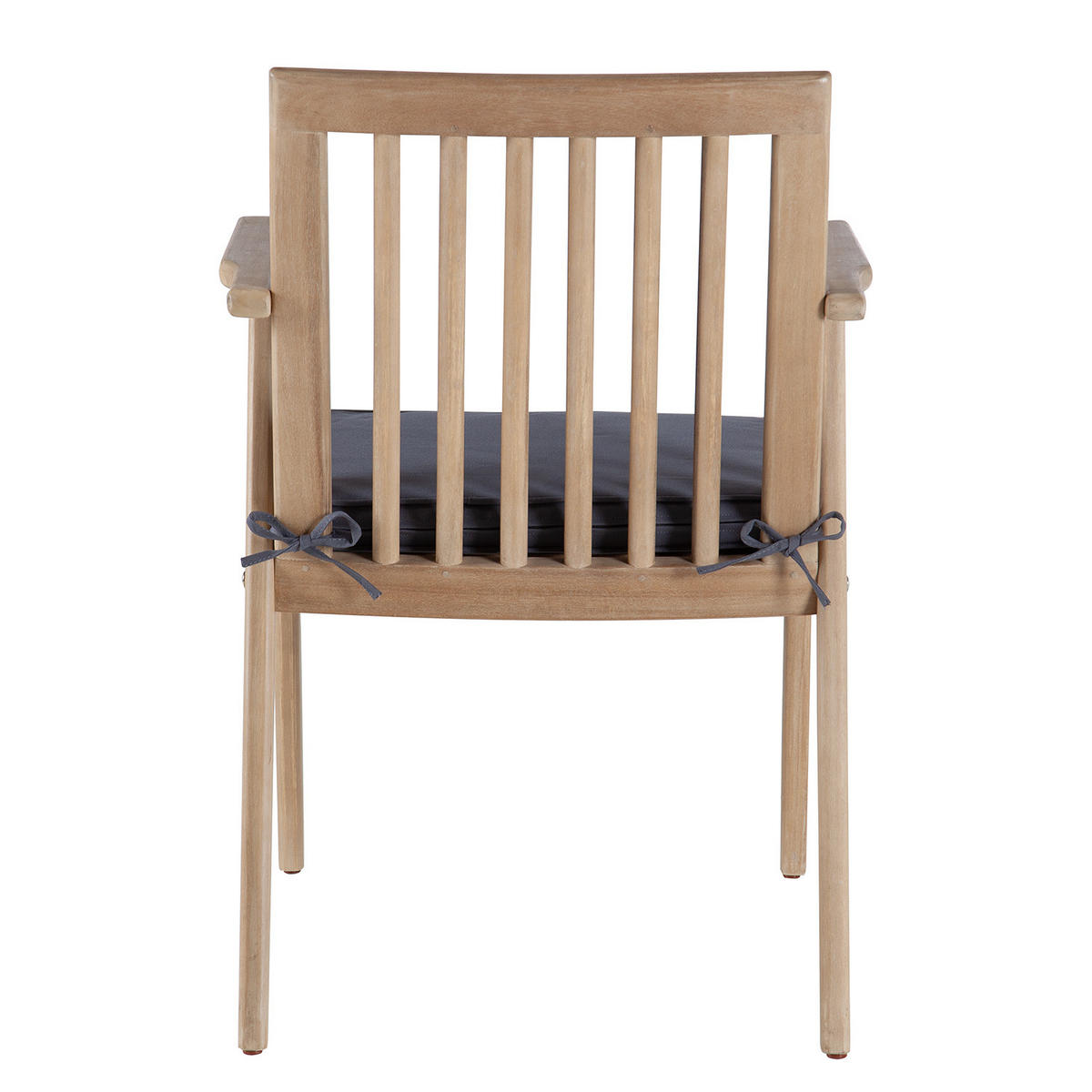 GARTENSTUHL - Akazie massiv / Polyester - Braun / Grau - 2er-Set - Braun/Grau, Holz/Textil (57/83/63cm) - home24