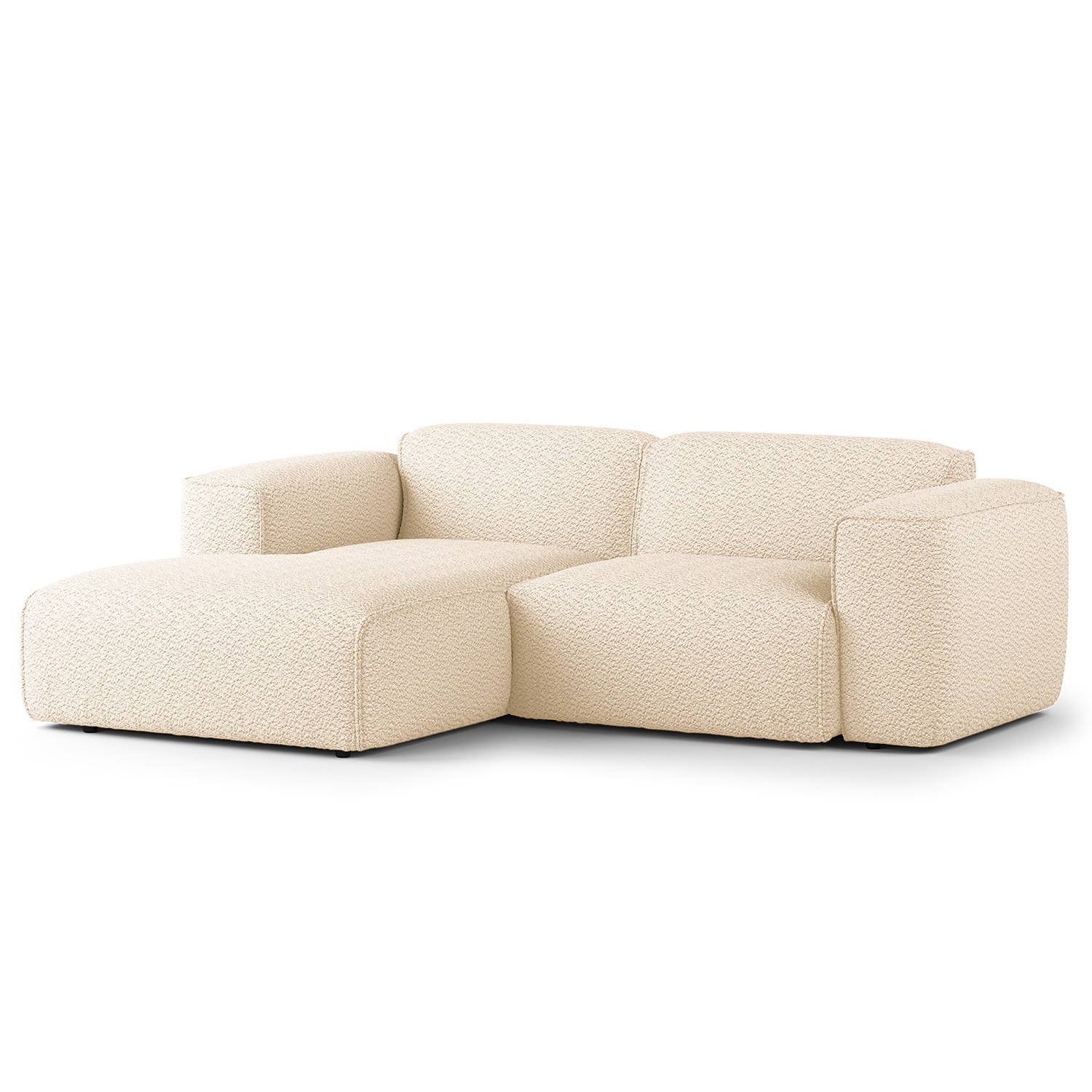 ECKSOFA mit XL-Longchair - Beige/Schwarz, Kunststoff/Textil (260/171cm) - home24