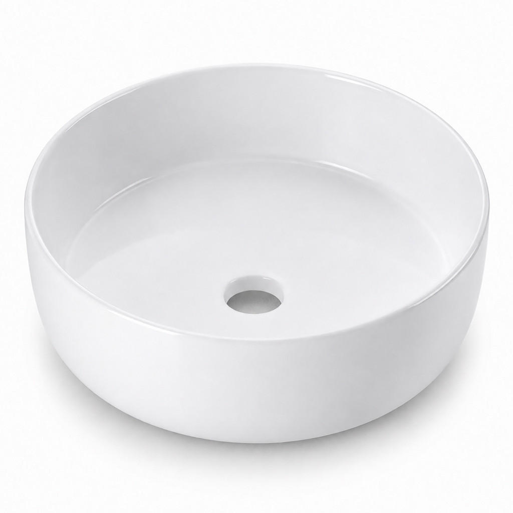 LAVOAR Alb ceramică pe blat rotund fără orificiu pentru baterie 30 cm