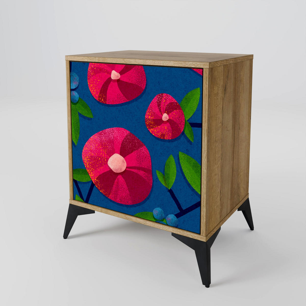 SIDEBOARD SPRING THOUGHTS, Eichefarben, 57,5x42x75,5 cm, Goldfarbene Metallfüße - Eichefarben/Goldfarben, Holzwerkstoff/Metall (57.5/75.5/42cm) - SpaceRebels