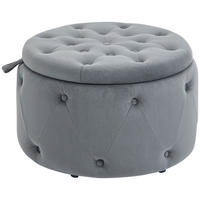 SITZHOCKER, Polsterhocker, Grau - Grau, Kunststoff (60/40/60cm) - HOMCOM