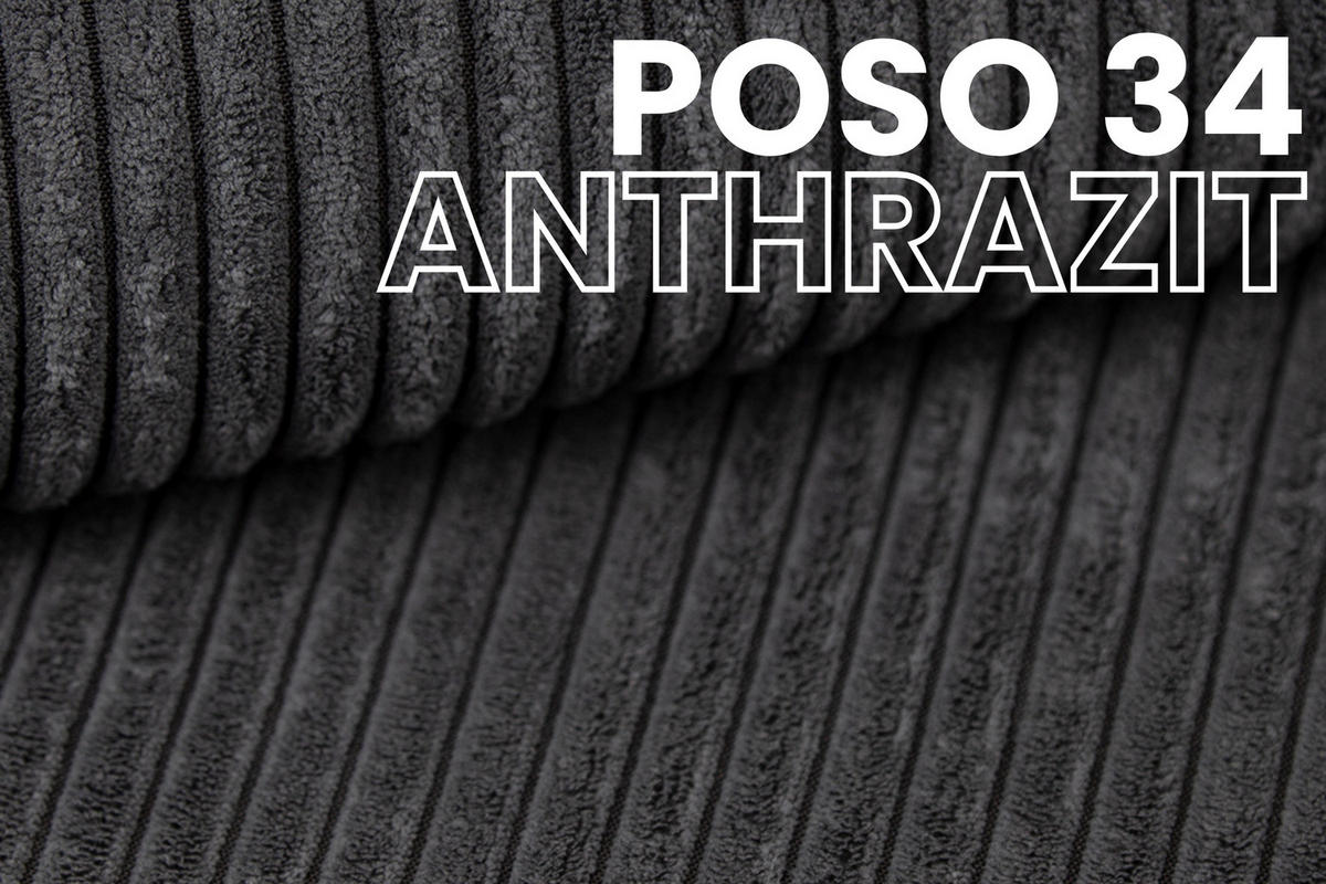 ECKSOFA MATT 255/153 cm links in Cord Anthrazit - Anthrazit/Schwarz, Holz/Holzwerkstoff (255/153cm) - Deine Möbel 24
