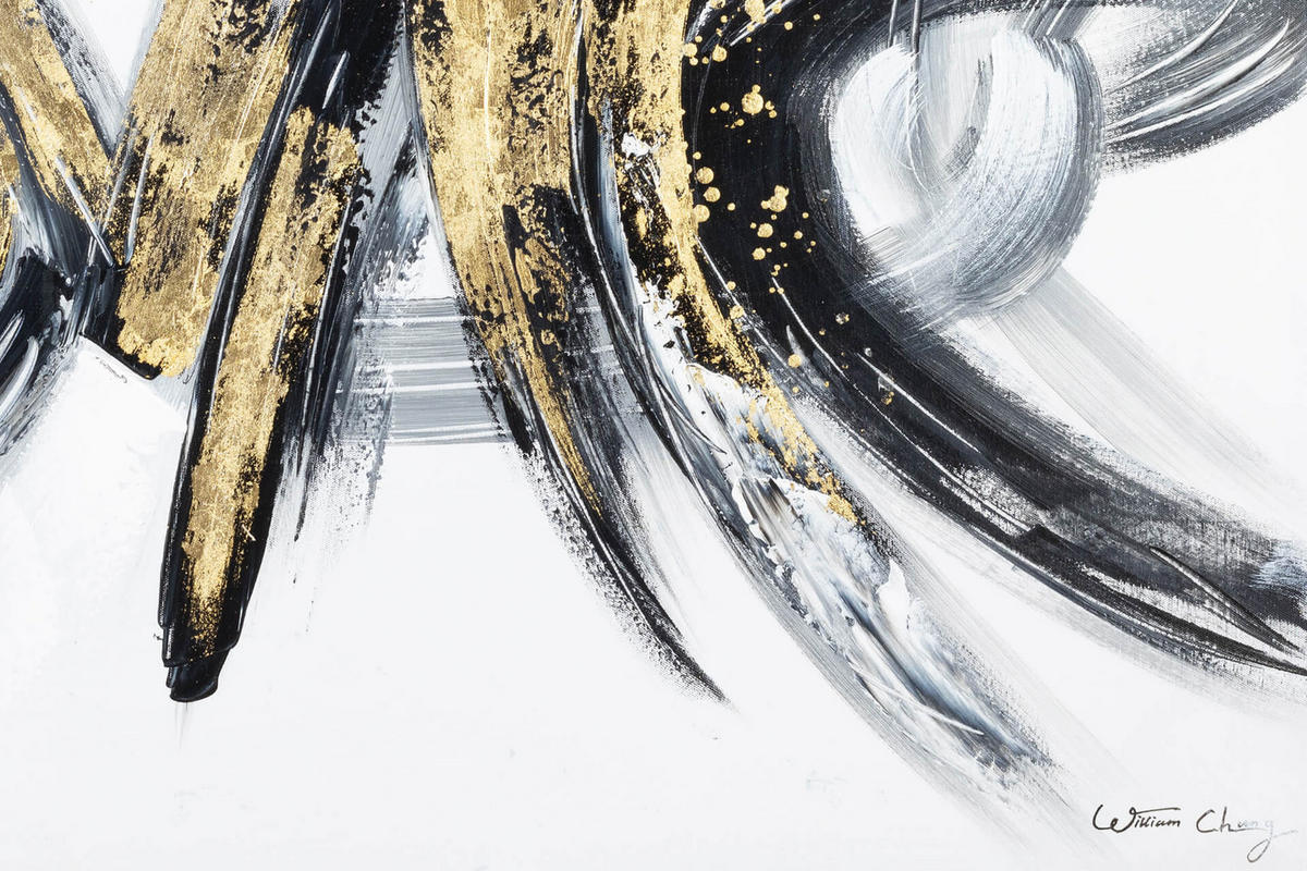 ACRYLBILD HANDGEMALT 120/60 cm - Schwarz/Grau, Holz/Textil (120/60cm) - KUNSTLOFT