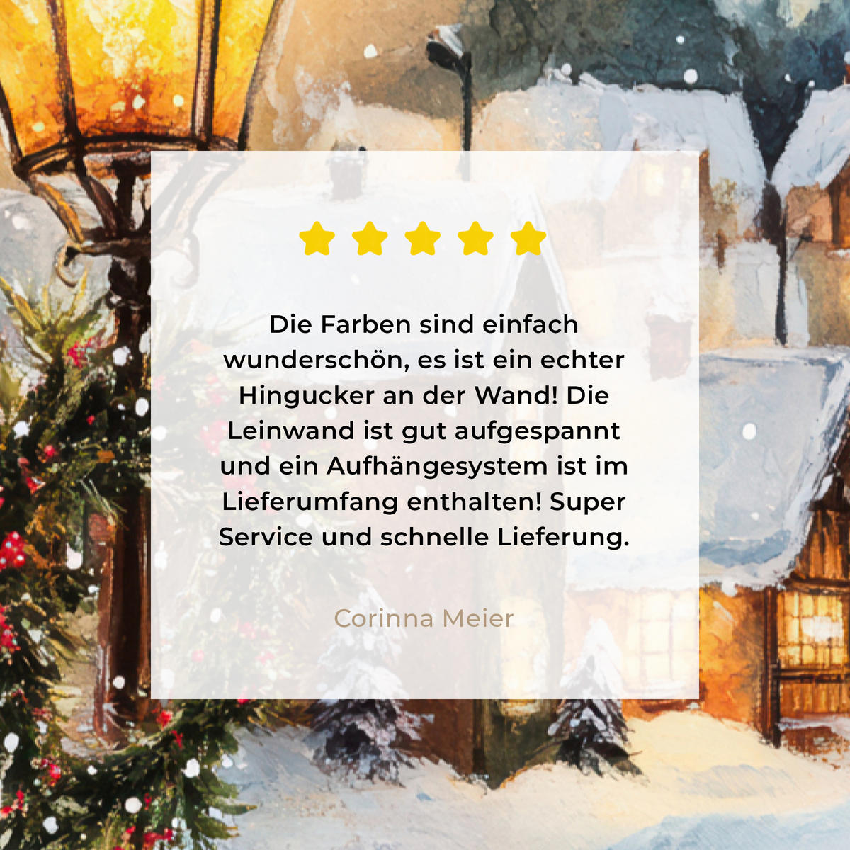 LEINWANDBILD Weihnachtsdorf - Häuser - Schnee - Weihnachten 20x30 cm - Sandfarben, Textil (20/30cm) - MuchoWow