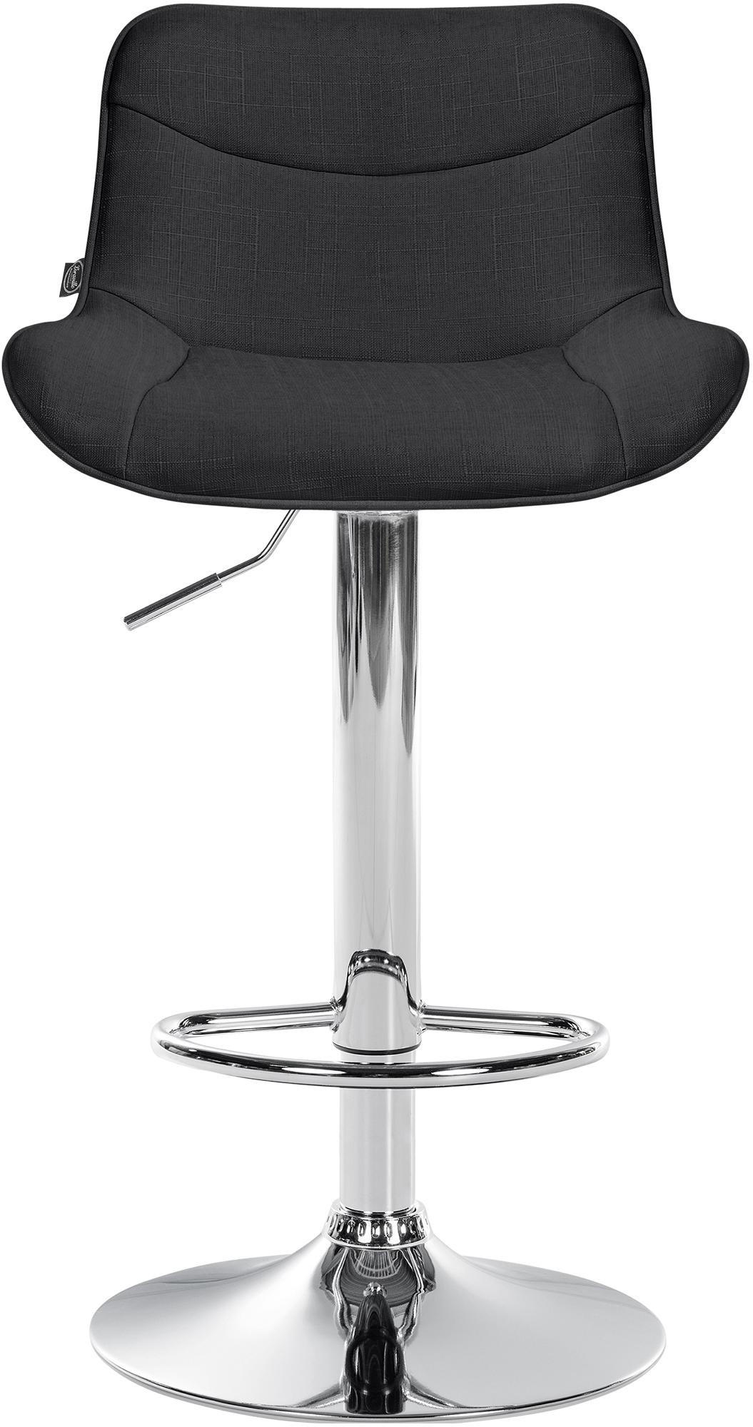 BARHOCKER Stoff schwarz - Chromfarben/Schwarz, Textil/Metall (49/85/51cm) - CLP