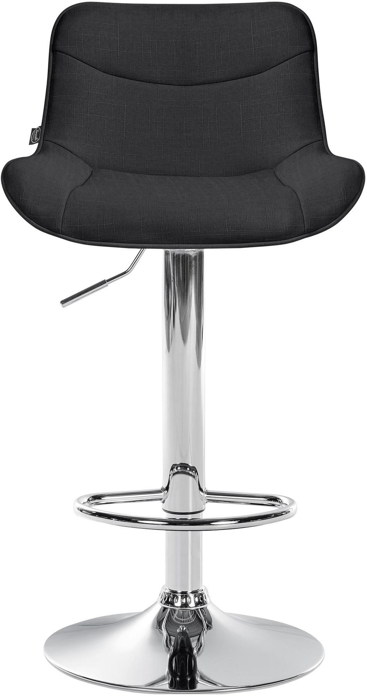 BARHOCKER 2er Set Stoff schwarz - Chromfarben/Schwarz, Textil/Metall (49/85/51cm) - CLP