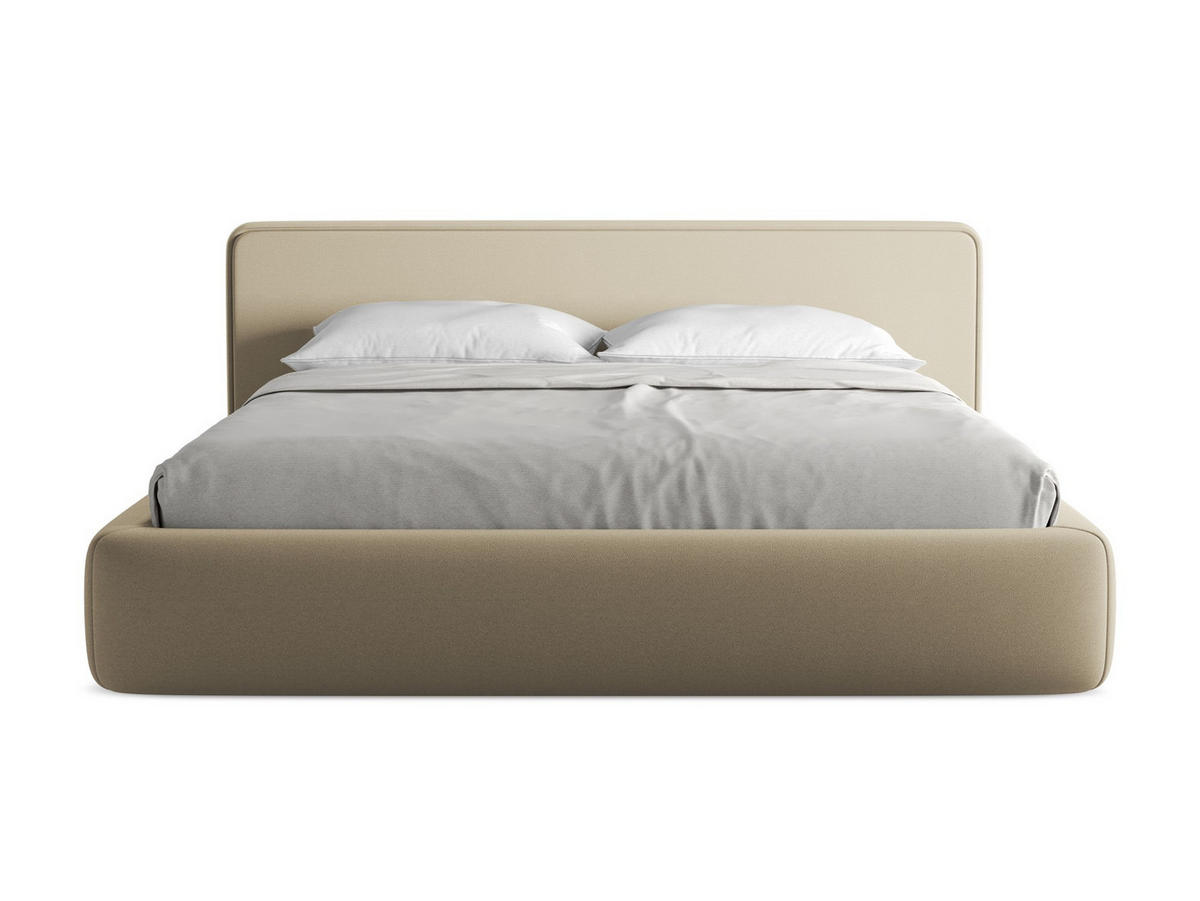 POLSTERBETT mit Bettkasten und Lattenrost 220x225 Beige - Beige/Schwarz, Kunststoff/Textil (180/200cm) - Makamii