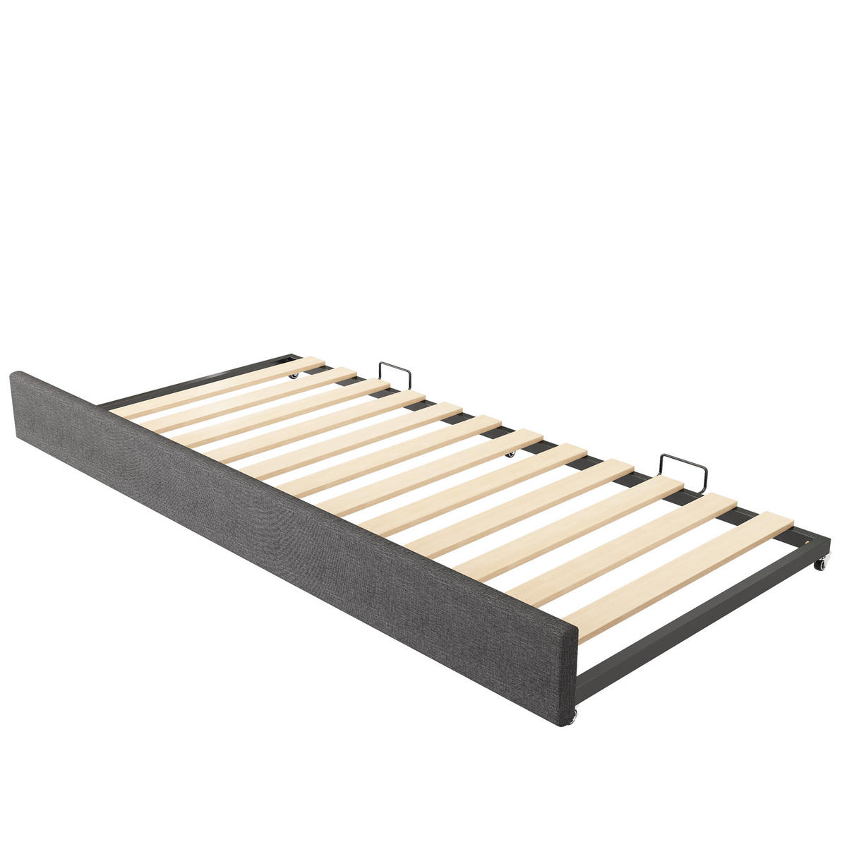 POLSTERBETT aus Leinen 90x190 cm in Grau mit Ausziehbett - Grau, Textil (90/190cm) - Modfu