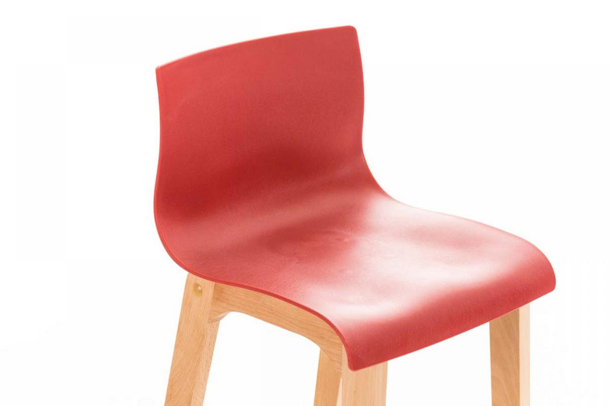 BARHOCKER Holz rot - Eukalyptusholzfarben/Rot, Holz (41/101/46cm) - CLP