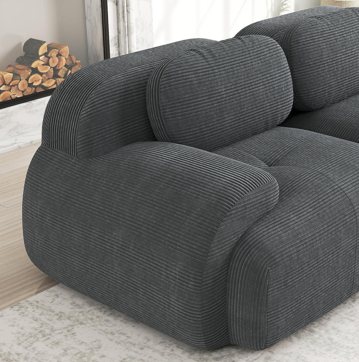 SOFA modular rahmenlos aus Cord Grey - Grau, Textil (298/75/103cm) - IVMEU