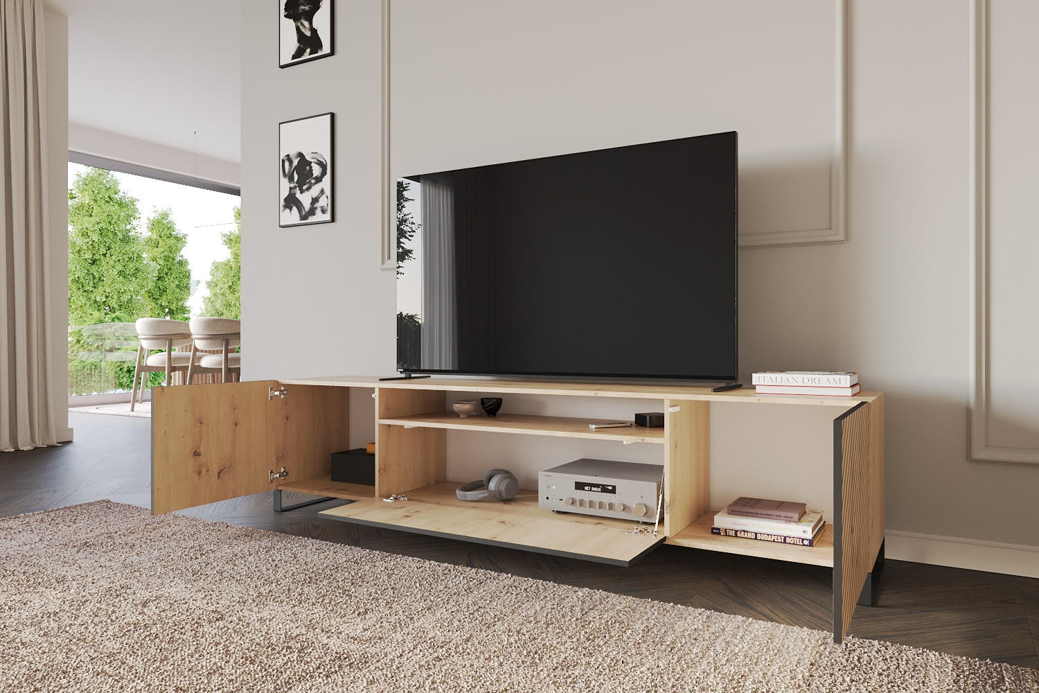 LOWBOARD SENI-S 200x53x41 cm - Artisan - Schwarz/Eiche Artisan, Holzwerkstoff (200/53/41cm) - ALTDECOR