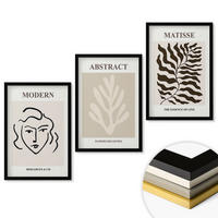 WANDBILDER 3er-Set - 40x60 cm Schwarzer Rahmen - Gesicht Blätter Kunst Matisse - Schwarz, Kunststoff (40/60cm) - ArtPrintCave