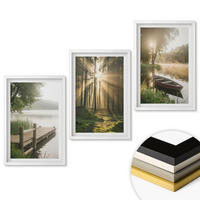 WANDBILDER 3er-Set - 40x60 cm Weißer Rahmen - See, Wald, Boot, Morgennebel - Weiß, Kunststoff (40/60cm) - ArtPrintCave