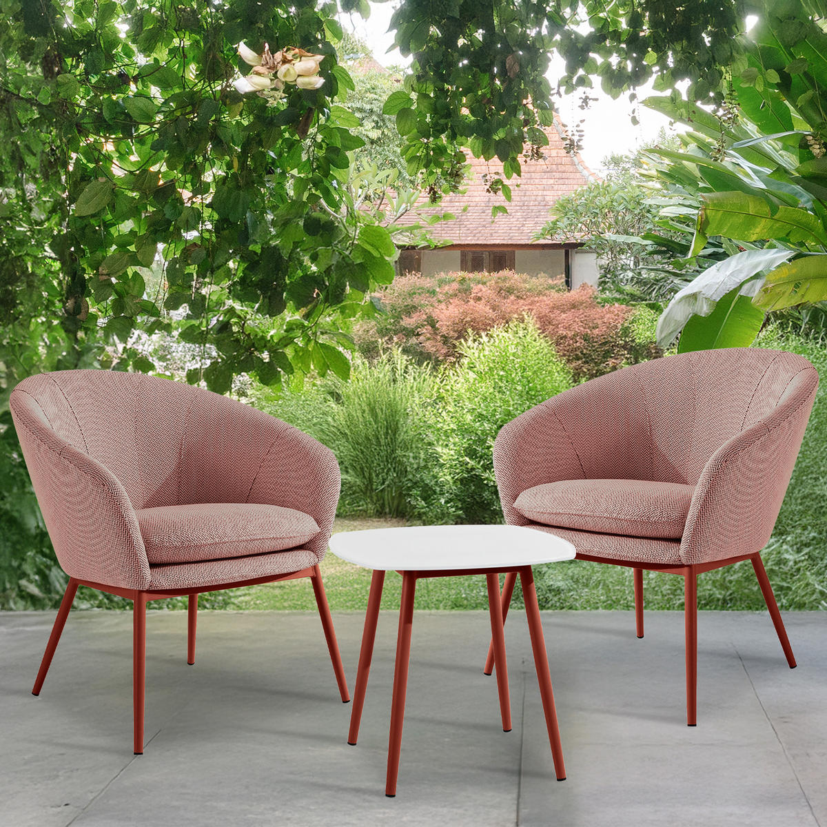 GARTENMÖBELSET SOLIS - Bordeaux, Textil/Metall - KONSIMO®