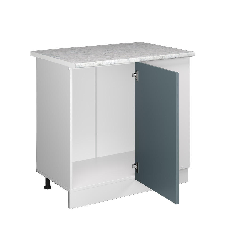 ECKUNTERSCHRANK R-Line Blau-Grau 86 cm, AP Marmor - Blaugrau/Weiß, Holzwerkstoff (86/81.6/60cm) - Vicco