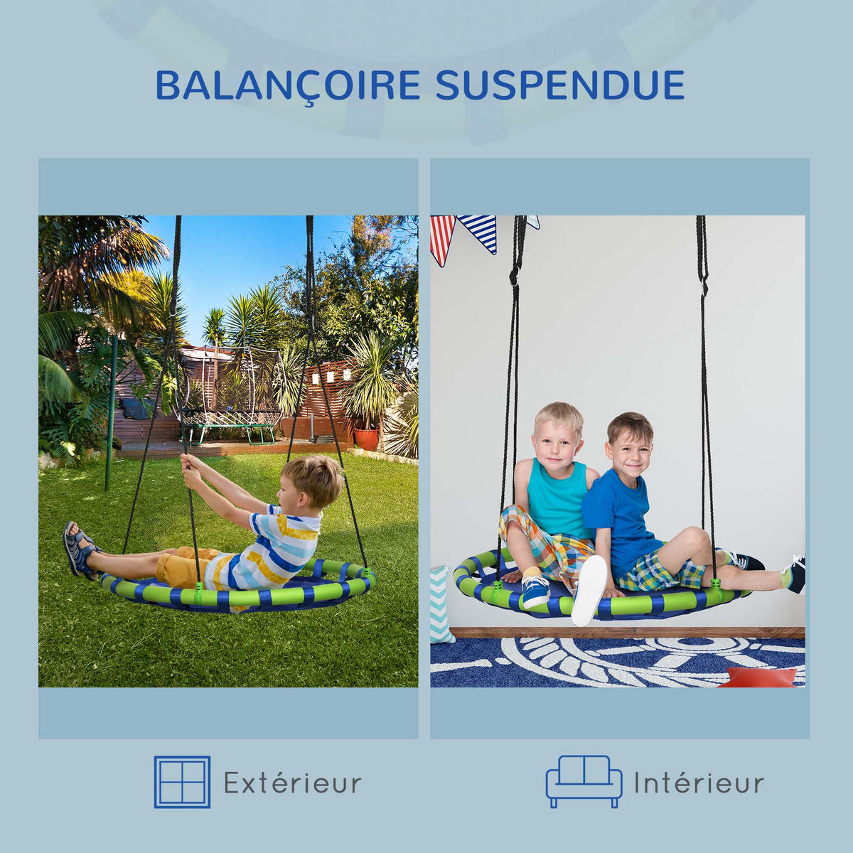 NESTSCHAUKEL DE-17958 Blau - Blau, Metall (100/100cm) - ComfortXL