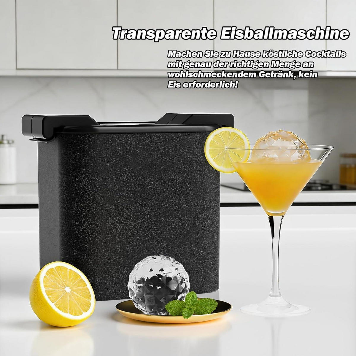 EISWÜRFELFORM Kugel Silikon 6 cm 2-teiliges Set - Transparent, Kunststoff (18.7/12/21.6cm)
