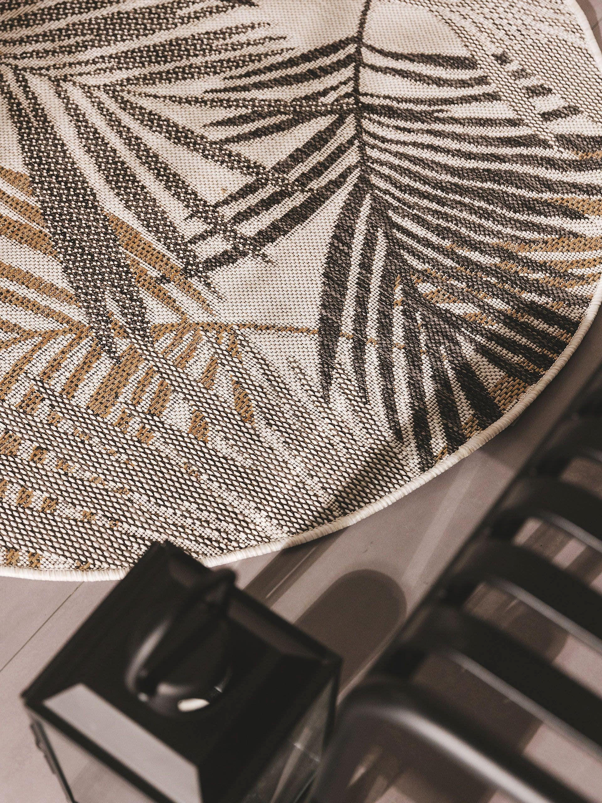 Thumbnail - benuta Nest Outdoorteppich, Schwarz, Textil, Floral, Rund, 120x120 cm, Oeko-Tex® Standard 100, wasserabweisend, Teppiche...