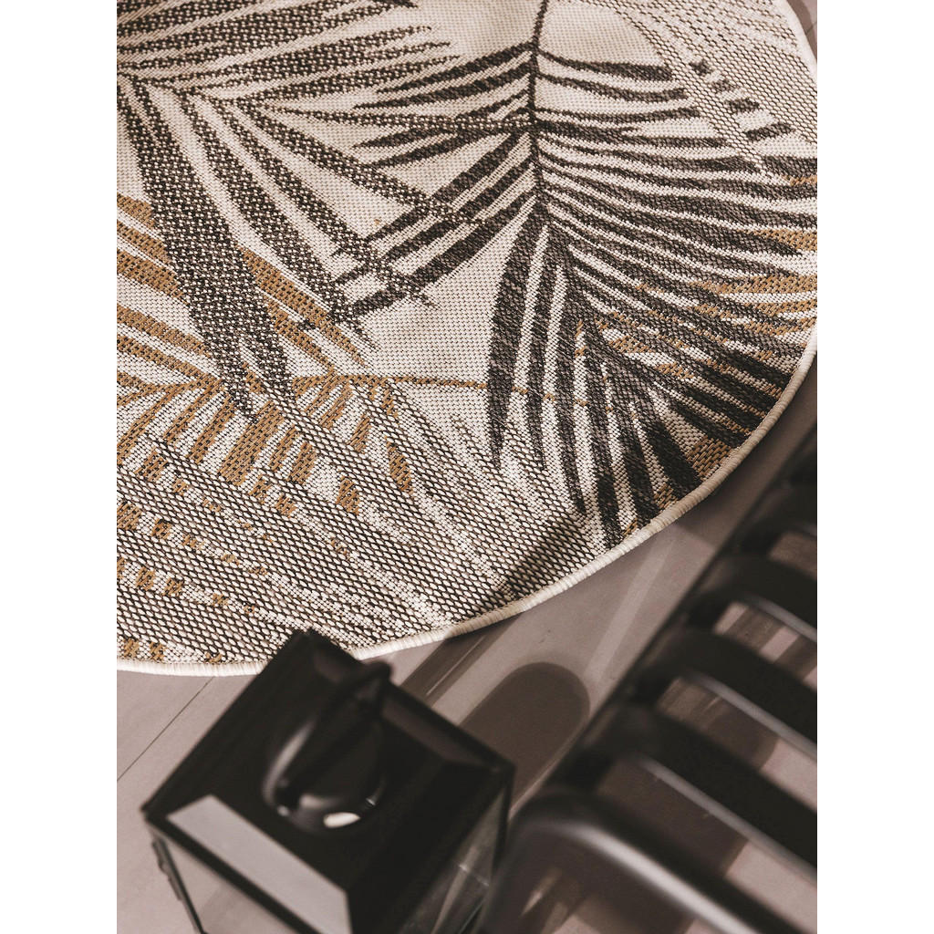 Thumbnail - benuta Nest Outdoorteppich, Schwarz, Textil, Floral, Rund, 150x150 cm, Oeko-Tex® Standard 100, wasserabweisend, Teppiche...