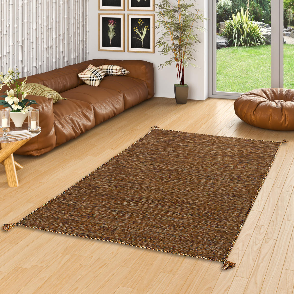 NATUR TEPPICH KELIM PRICO - Dunkelbraun, Textil (170/240cm) - Pergamon