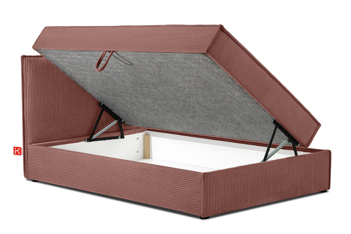 BOXSPRINGBETT ROTI Einzelbett, rosa - Schwarz/Rosa, Holz/Holzwerkstoff (90/200cm) - KONSIMO®