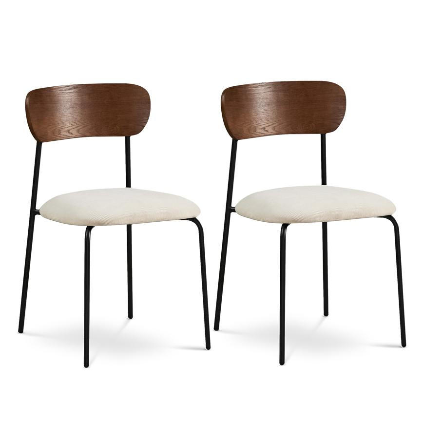 STÜLE 2er-Set Olivia skandinavische aus beigem Cord - Beige/Schwarz, Textil/Metall (46/81/50.5cm) - Sicaan