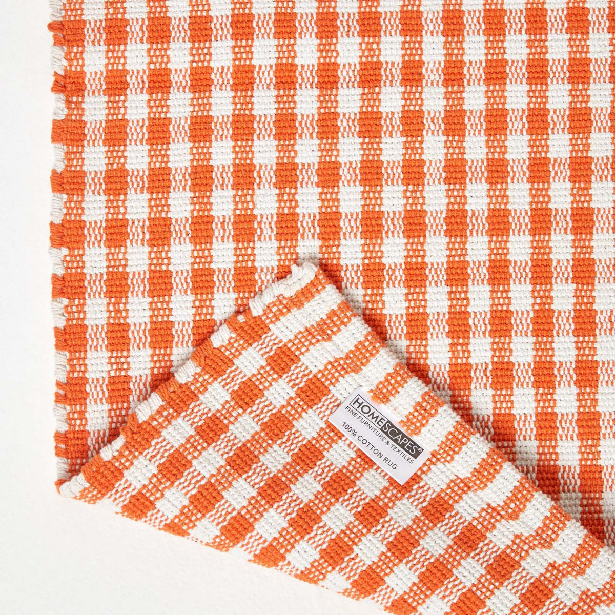 TEPPICHLÄUFER Vichy-Karo Baumwolle 66/200 cm - Orange, Textil (66/200cm) - Homescapes