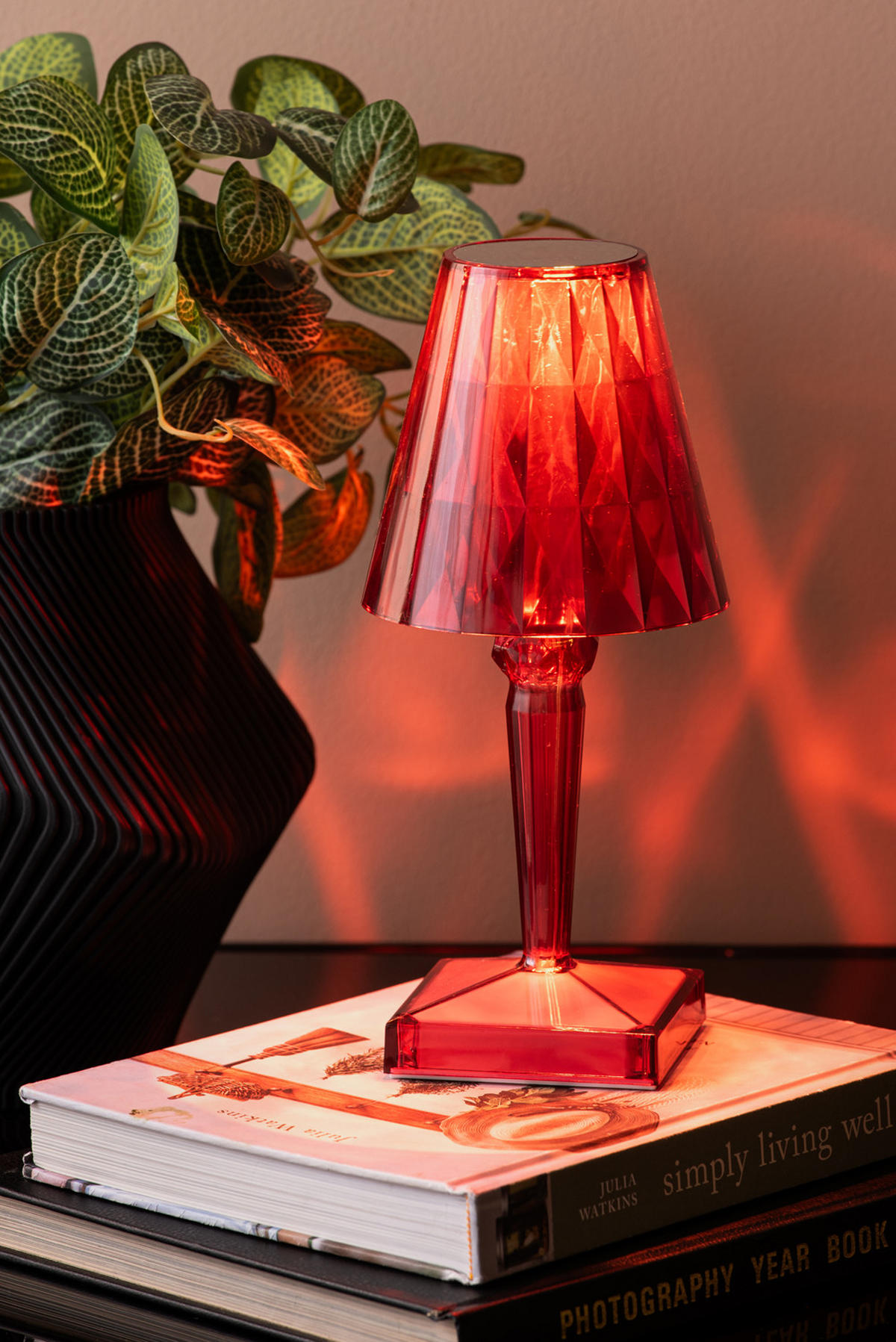 TISCHLAMPE Gem 10/10/25 cm - Rot, Kunststoff (10/10/25cm) - Leitmotiv
