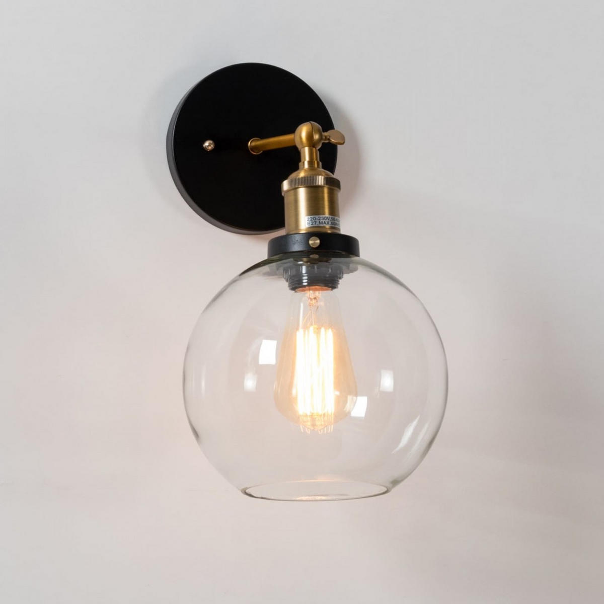 WANDLEUCHTE Olivia, Transparent und schwarz, 31cm - Transparent, Glas (31/18.5/31cm) - KOSILUM