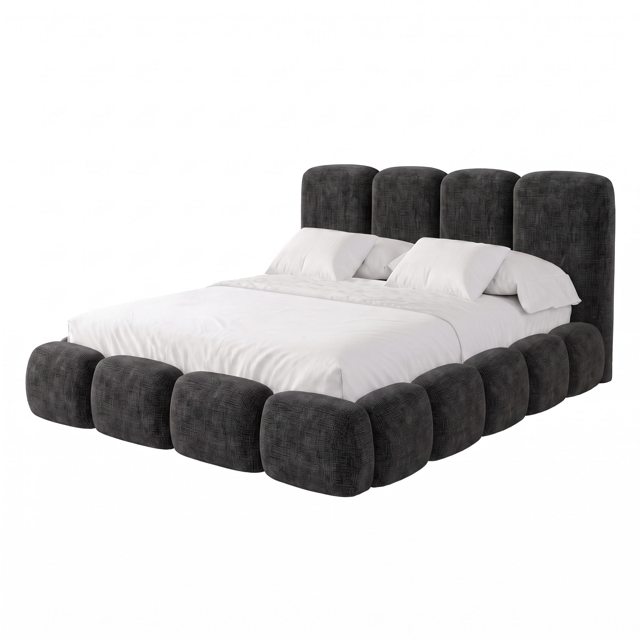 POLSTERBETT SUENO MAXI 180x200 cm in Schwarz, gepolstertes Kopfteil, Metalllattenrost, Bettkasten, Chenille-Stoff - Schwarz/Naturfarben, Holz/Textil (180/200cm) - Muffo