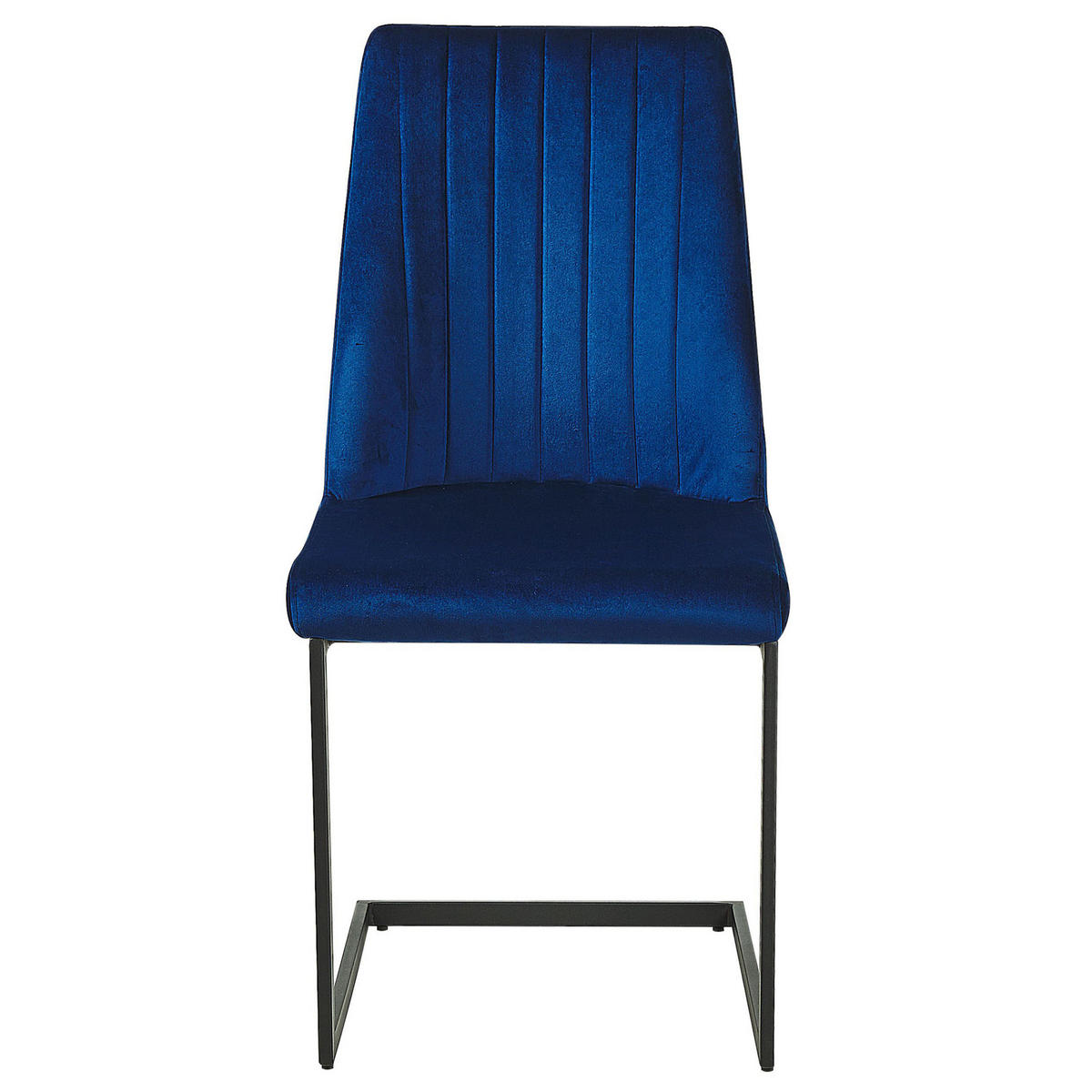 ESSZIMMERSTUHL 2er-Set Samtstoff Blau Lavonia - Blau, Textil/Metall (47/95/50cm) - Beliani