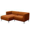 1,5-SITZER ECKSOFA mit Longchair - Rostfarben/Schwarz, Textil/Metall (211/148cm) - home24
