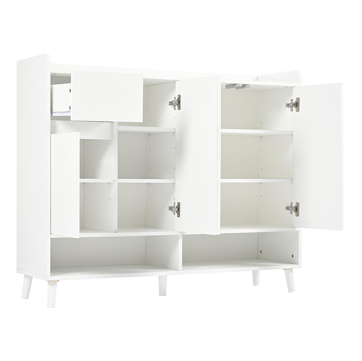 SCHUHSCHRANK aus Spanplatte 120x35x99cm in Weiß mit Schublade - Weiß, Holzwerkstoff (120/99/35cm) - Modfu