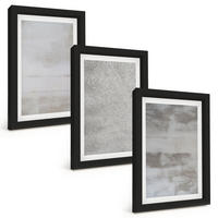 BILDER SET 3er Set - 20x30 cm Schwarzer Rahmen - Moderne minimalistische Texturen - Schwarz, Kunststoff (20/30cm) - TULUP