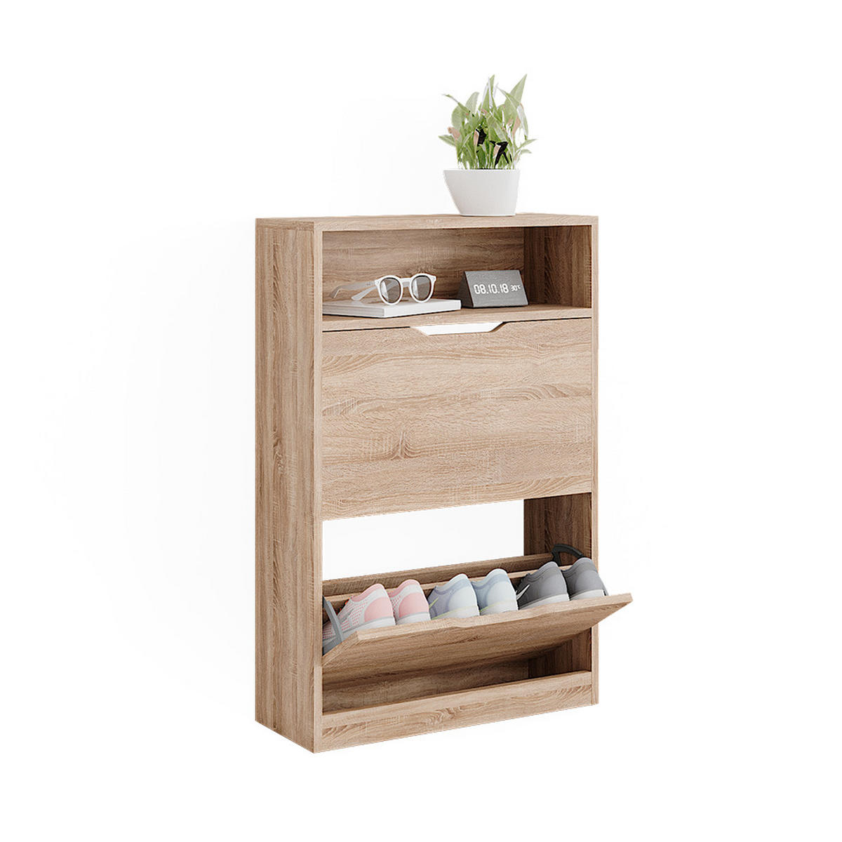 SCHUHKIPPER Luca Sonoma 59 x 89.5 cm mit 2 Fächern - Sonoma Eiche, Holzwerkstoff (59/89.5/22cm) - Vicco