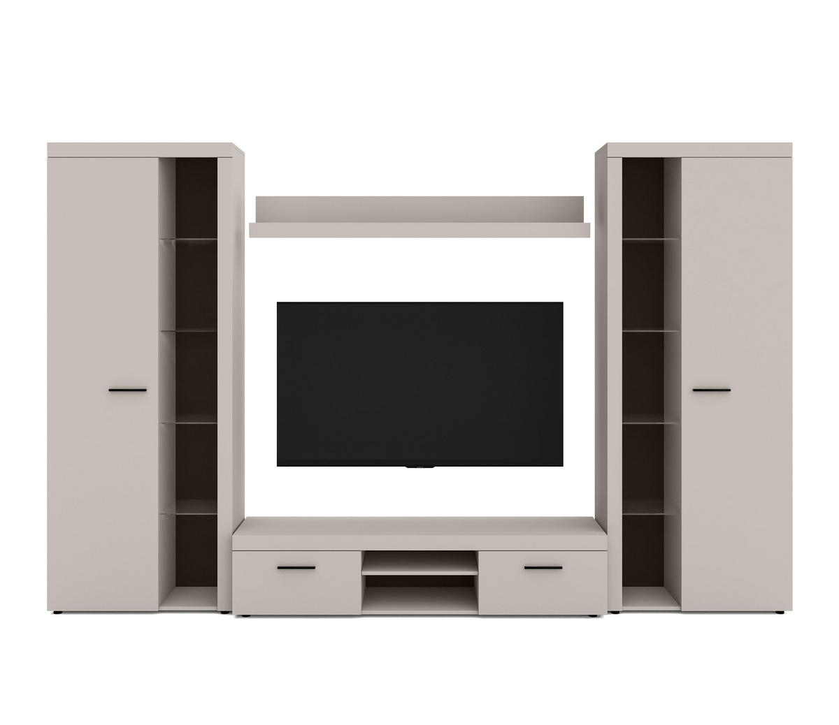 WOHNWAND Spacoro XL Beige 300/190/40 cm Viel Stauraum ohne LED - Beige, Holzwerkstoff/Kunststoff (300/190/40cm) - AX Living