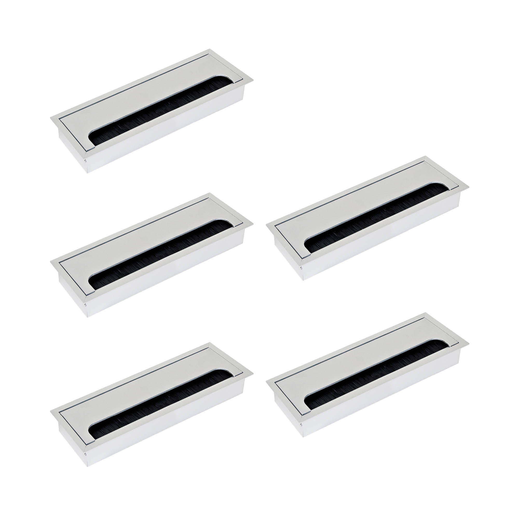 KABELDURCHFÜHRUNG Quadrum für Tische, rechteckig, 269x80mm, Unterputzmontage, Aluminium, Matt eloxiert 5er-set - Dunkelgrau, Metall (26.9/8/3cm) - EMUCA