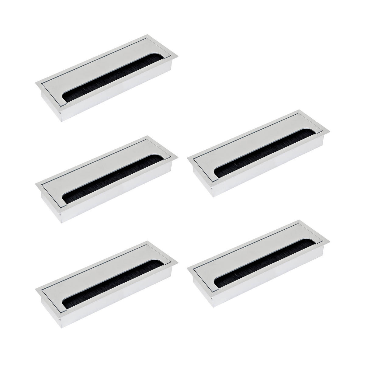 KABELDURCHFÜHRUNG Quadrum für Tische, rechteckig, 269x80mm, Unterputzmontage, Aluminium, Matt eloxiert 5er-set - Dunkelgrau, Metall (26.9/8/3cm) - EMUCA