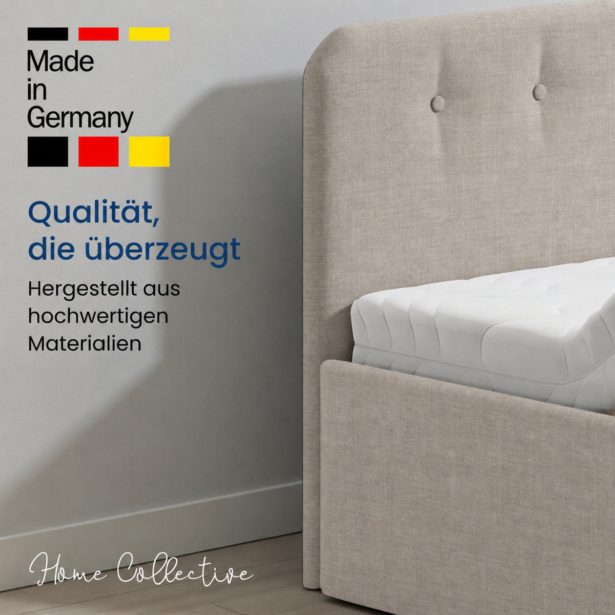 POLSTERBETT mit verstellbarem Lattenrost & Bettkasten, 100 x 200 cm in Creme - Creme, Holzwerkstoff/Textil (100/200cm) - Home Collective