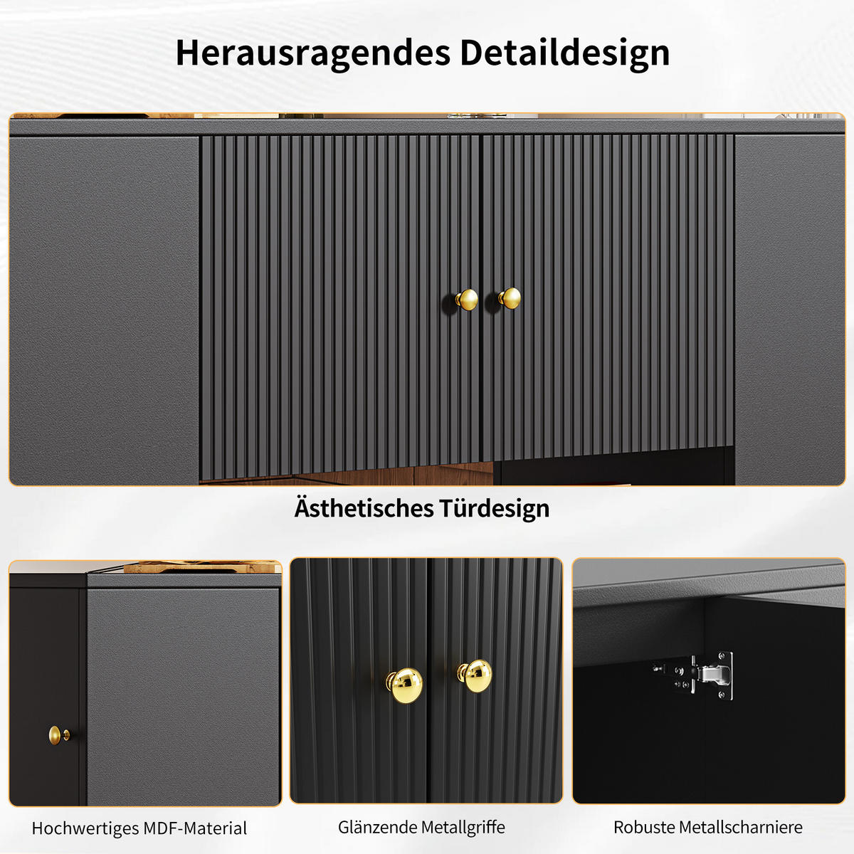 KÜCHENINSEL mit Schubladen und Regalen Schwarz - Schwarz, Holzwerkstoff (40/90/140cm) - Urban Meuble