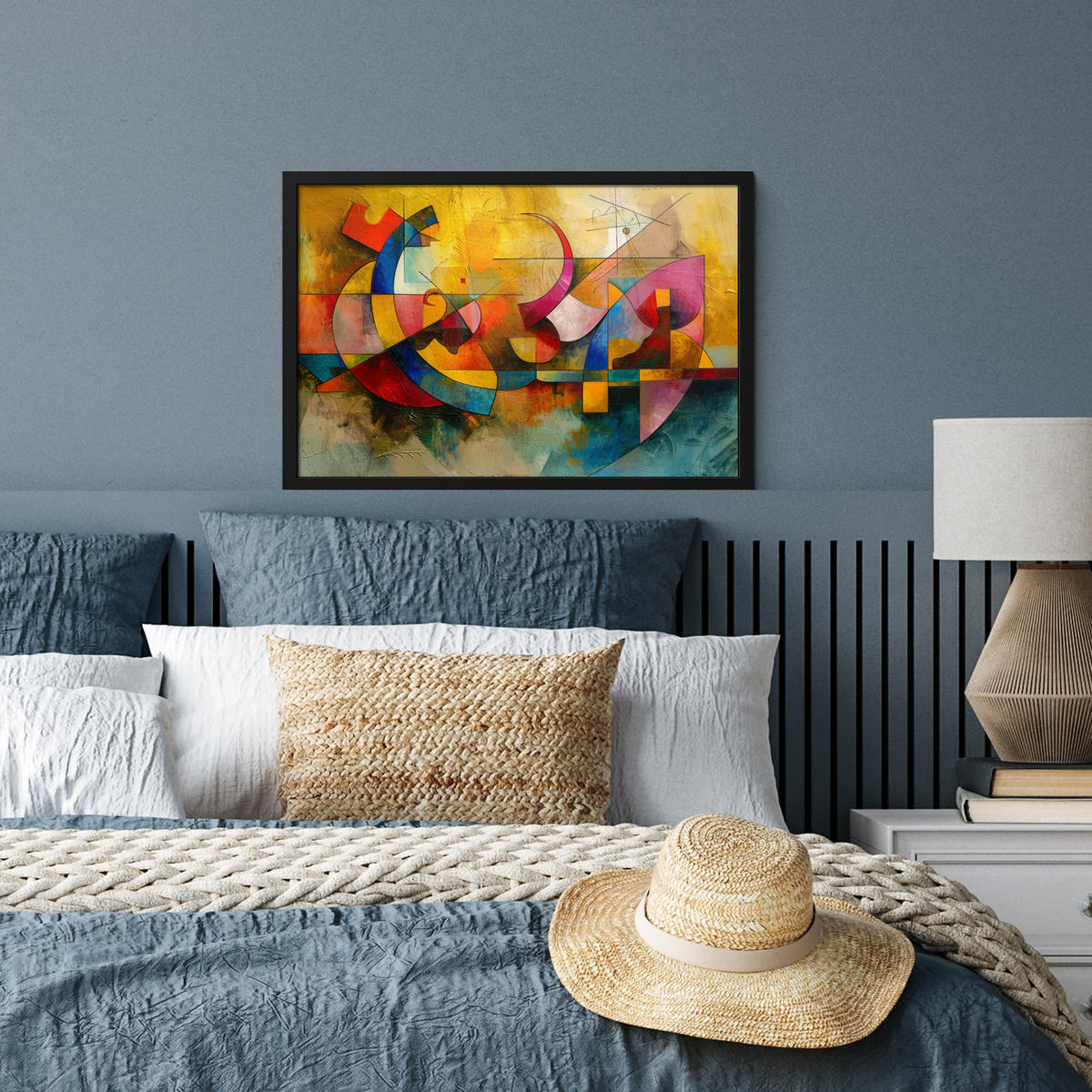 POSTER MIT RAHMEN Kunst - Abstrakt - Modern 60x40 cm - Gelb, Papier (60/40cm) - MuchoWow