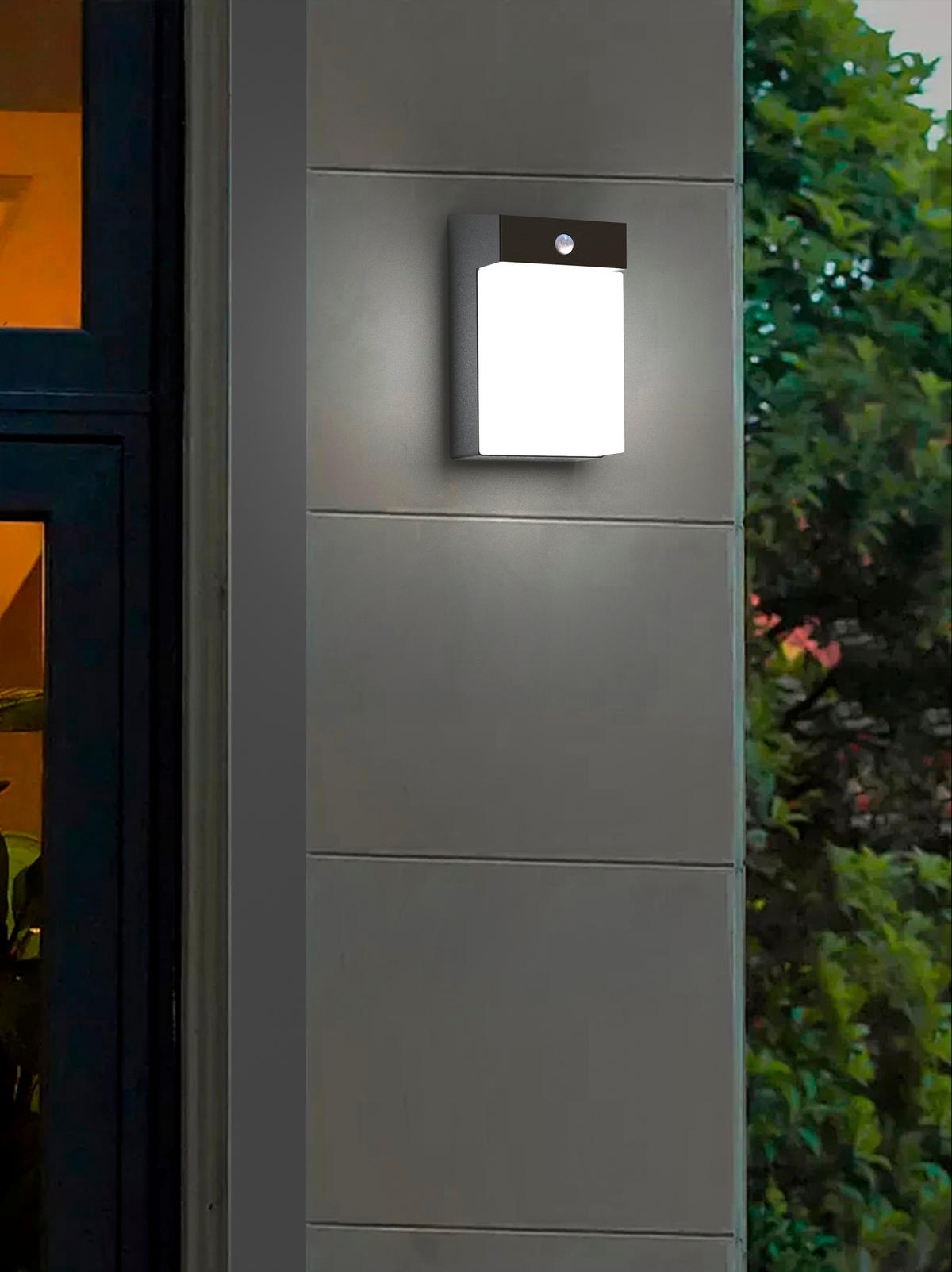 SOLAR-WANDLEUCHTE Outdoor mit Bewegungsmelder IP54 dimmbar - Schwarz, Metall (10/12.5/21cm) - Northpoint