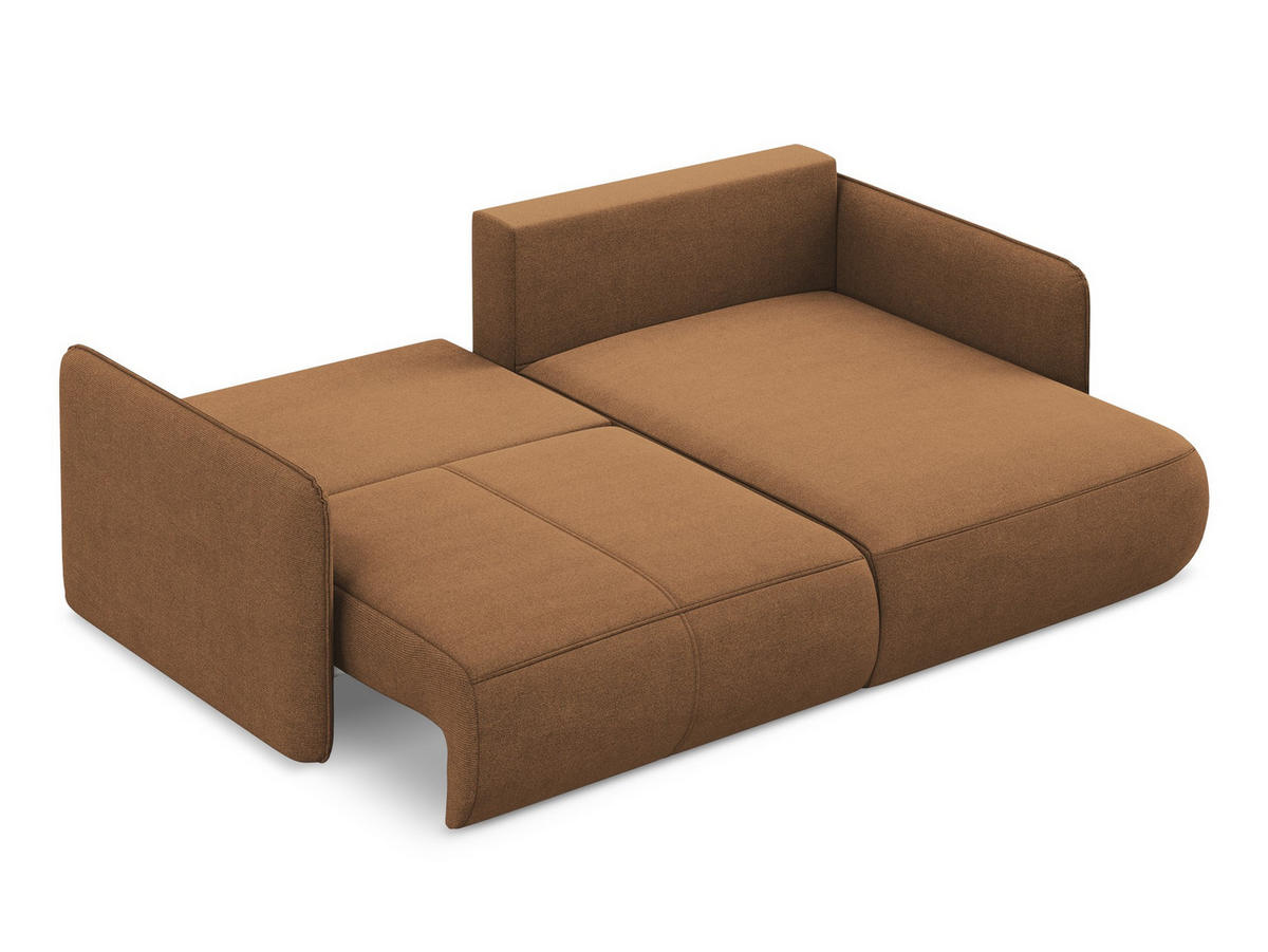 ECKSOFA mit Schlaffunktion Strukturstoff Stoff Orange - Terra cotta/Schwarz, Kunststoff/Textil (207/148cm) - Makamii