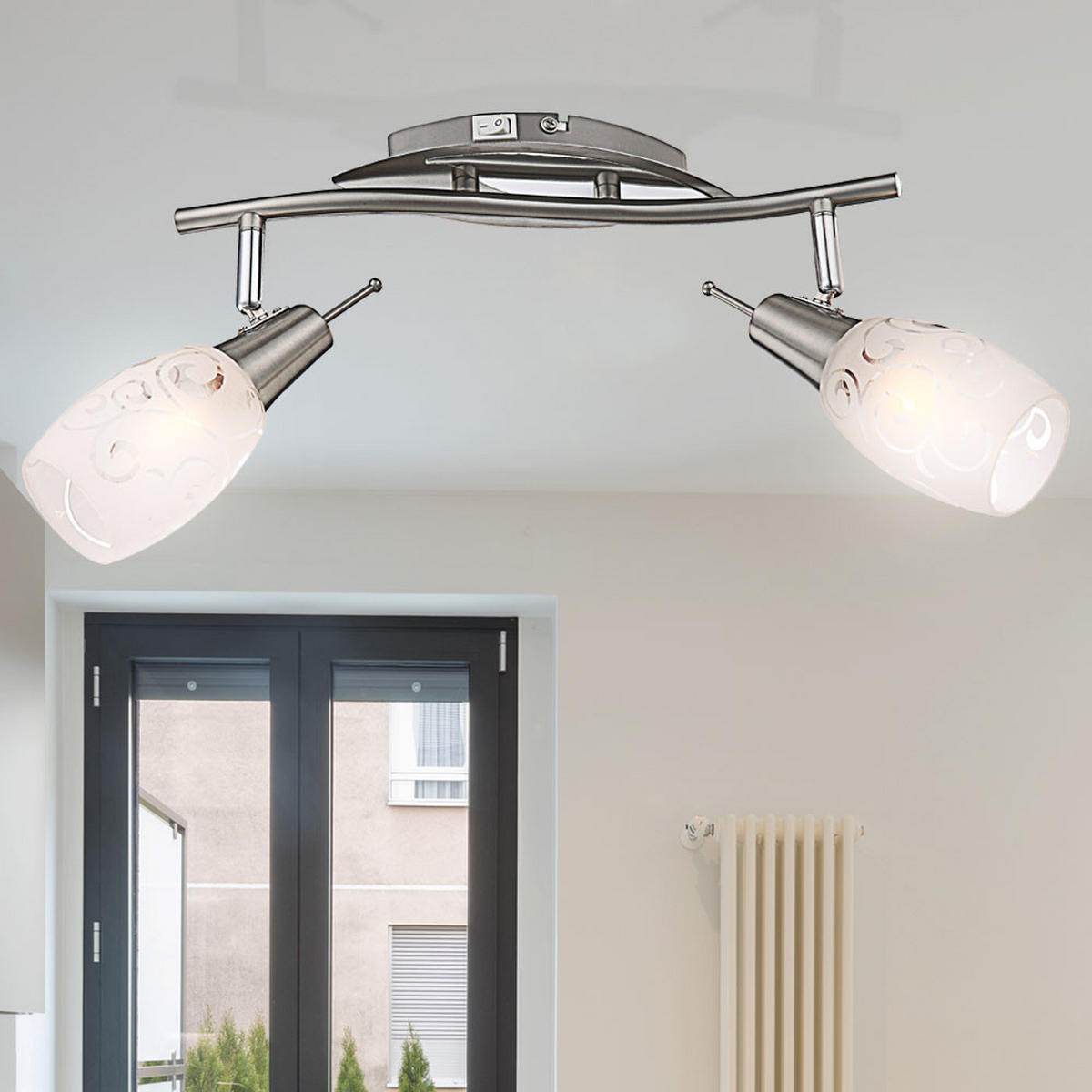 LED DECKENLEUCHTE Edelstahl Silber - Silberfarben, Glas (35/8/17cm) - Globo Lighting