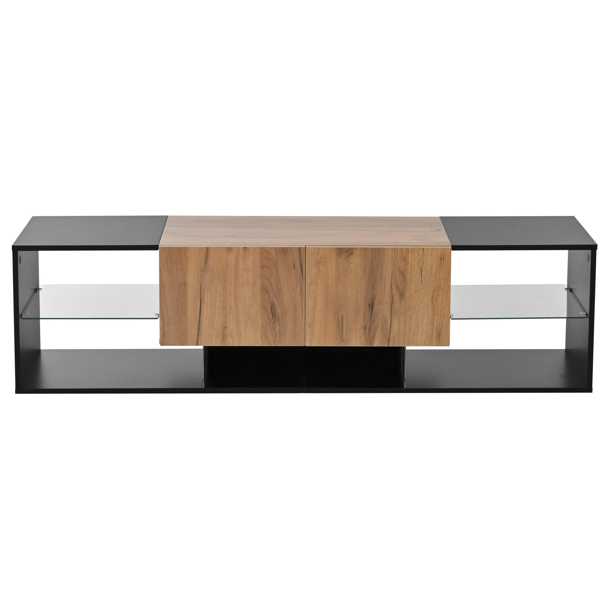 TV-SCHRANK 160/40/42 cm Schwarz mit LED und 2 Schubladen - Schwarz, Holzwerkstoff (160/42/40cm) - Oxeza