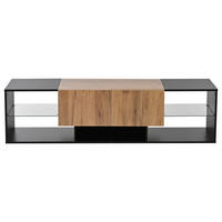 TV-SCHRANK 160/40/42 cm Schwarz mit LED und 2 Schubladen - Schwarz, Holzwerkstoff (160/42/40cm) - Oxeza