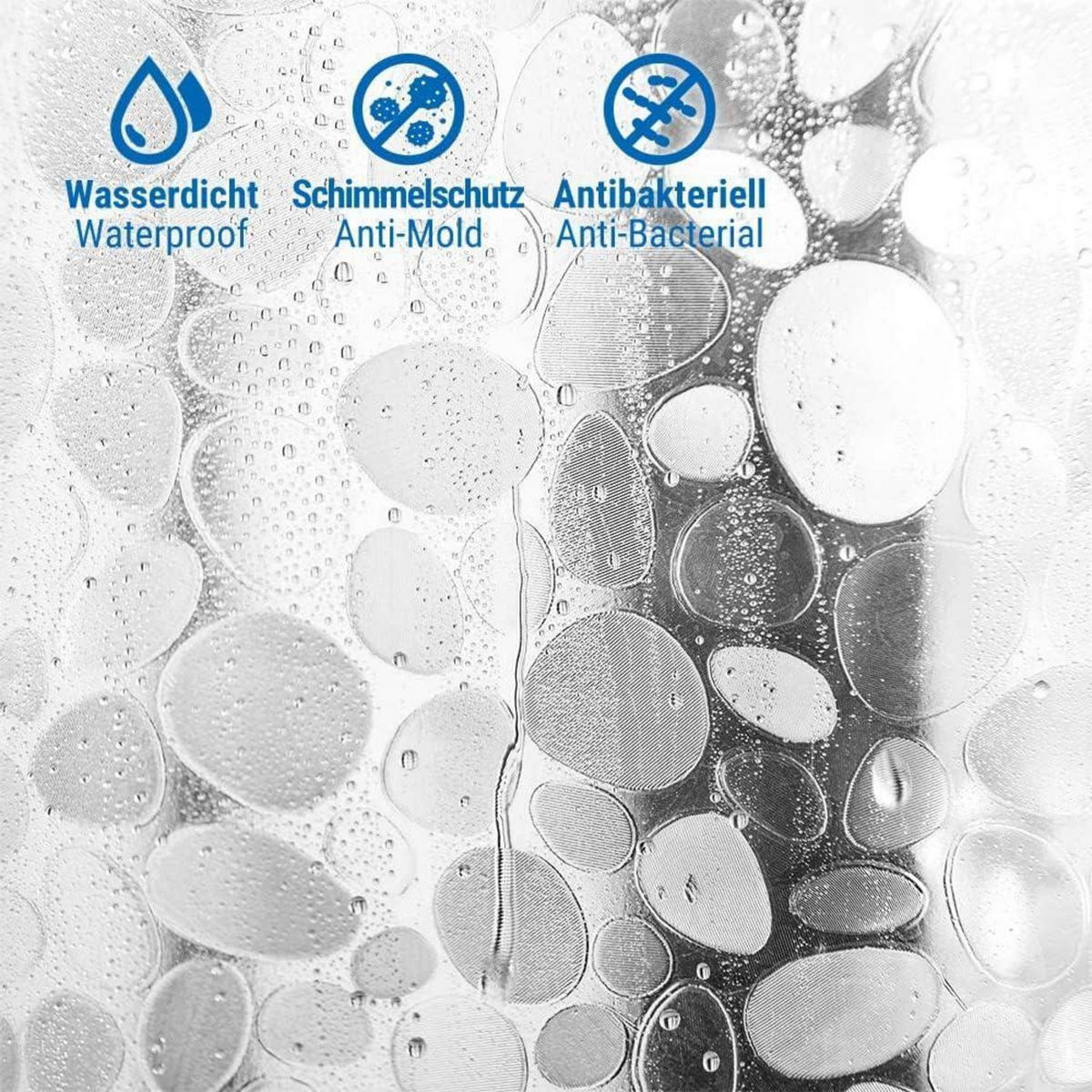 DUSCHVORHANG 3D Steinmuster 180 x 200 cm - Transparent, Kunststoff (180/200cm)