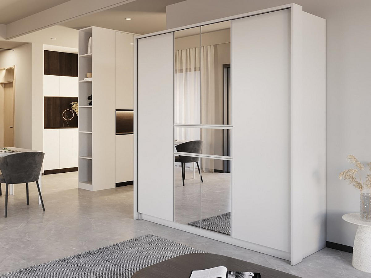 KLEIDERSCHRANK - 200 cm x 65 cm - holz - weiß Zadia - Weiß, Holz (200/217/65cm) - Vente-Unique
