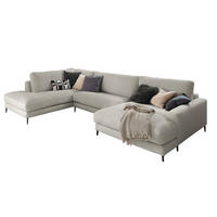 WOHNLANDSCHAFT CARA Steingrau Cord - Greige/Schwarz, Textil (341/84/223cm) - KAWOLA