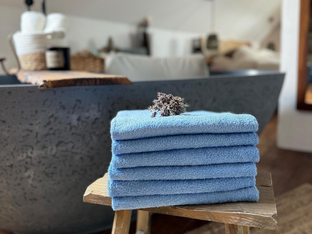 HANDTÜCHER, 10er-Set, 50x100 cm, 80% Baumwolle, 20% Polyester, Blau - Hellblau, Naturmaterialien (50/100cm) - Zollner